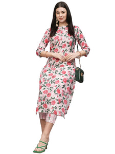Gosriki Women'S Cotton Blend Straight Printed Kurta With Pant (Dafiya Peach-Gs_L_Peach_Large),Peach,,B0CSG5NZH2