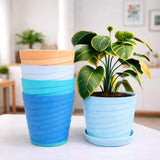 Urban Upvan 8 Inch Round Designer Planter Pot | Modern Textured Finish | Stylish Flower Pot For Indoor & Outdoor Plants | Ideal 