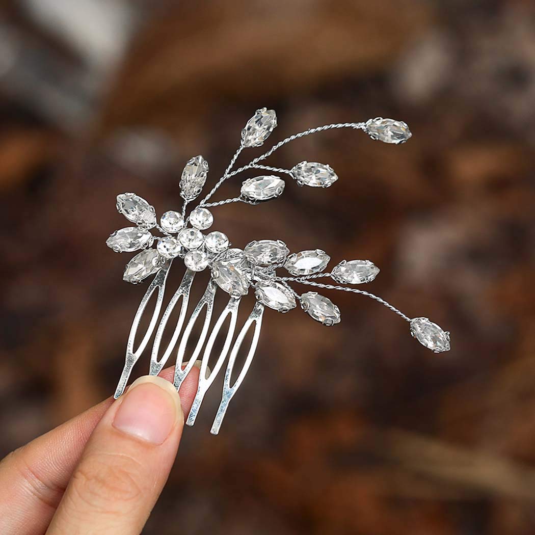 Casdre Crystal Bride Wedding Hair Comb Bridal Side Comb Hair Piece Wedding Hair Accessories for Women and Girls (Pack of 1) (A S