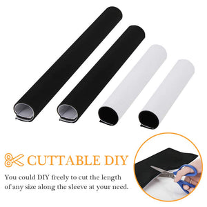 120 Neoprene Cable Management Organizer, Reversible Flexible Cuttable DIY Hole Cord Hider Cover Sleeve for Office TV Computer