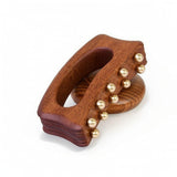 Handheld Wooden Massager With Brass Balls Manual Scraping Board Massage Tool Ergonomic Scraping Tool With Rollers Easy To Hold F