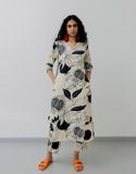Gosriki Women'S Rayon Blend Straight Printed Kurta With Palazzo (Anaar-Beige-Nv-Gs_M_White_Medium),White,,B0D14S5SXC