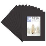 Golden State Art, Pack of 10, 8x10 Classic Black Picture Mats with White Core Bevel Edge for 5x7 Pictures - 4 Ply Thickness