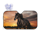 HSYOYO Windshield Sun Shade for Car Trucks SUV Black Horse Retractable Front Window Sun Visor Foldable Sunshade Protector for Ca