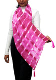 Penkraft Qyaari Abstract Pink Tie & Dye Chinon Stole