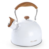 Tea Kettle, BELANKO 85 OZ / 2.5 Liter Whistling Tea Kettle, Tea Pots for Stove Top Food Grade Stainless Steel with Wood Pattern 