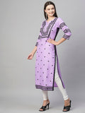Anni Designer Women'S Cotton Blend Chikankari Embroidered Straight Kurta (Stho-Purple-Nw_Xl_Purple_X-Large),Purple,XL,Cotton Blend,Regular,Kurta