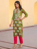 Gosriki Women'S Rayon Blend Straight Embroidered Kurta With Pant (Dalvi Green-Gs_S_Green_Small),Green,,B0CYGK781Q