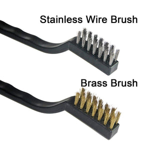 12PCS Mini Wire Brushes, Stainless Steel & Brass Brush Set, Curved Handle Scratch Brush for Automotive, Cleaning Welding Slag an