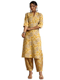 Libas Womens Printed Cotton Straight Kurta With Salwar