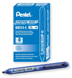 Pentel Handy-line S Retractable and Refillable Permanent Marker, Chisel Tip, Blue Barrel, Blue Ink, Box of 12 (NXS15-C)