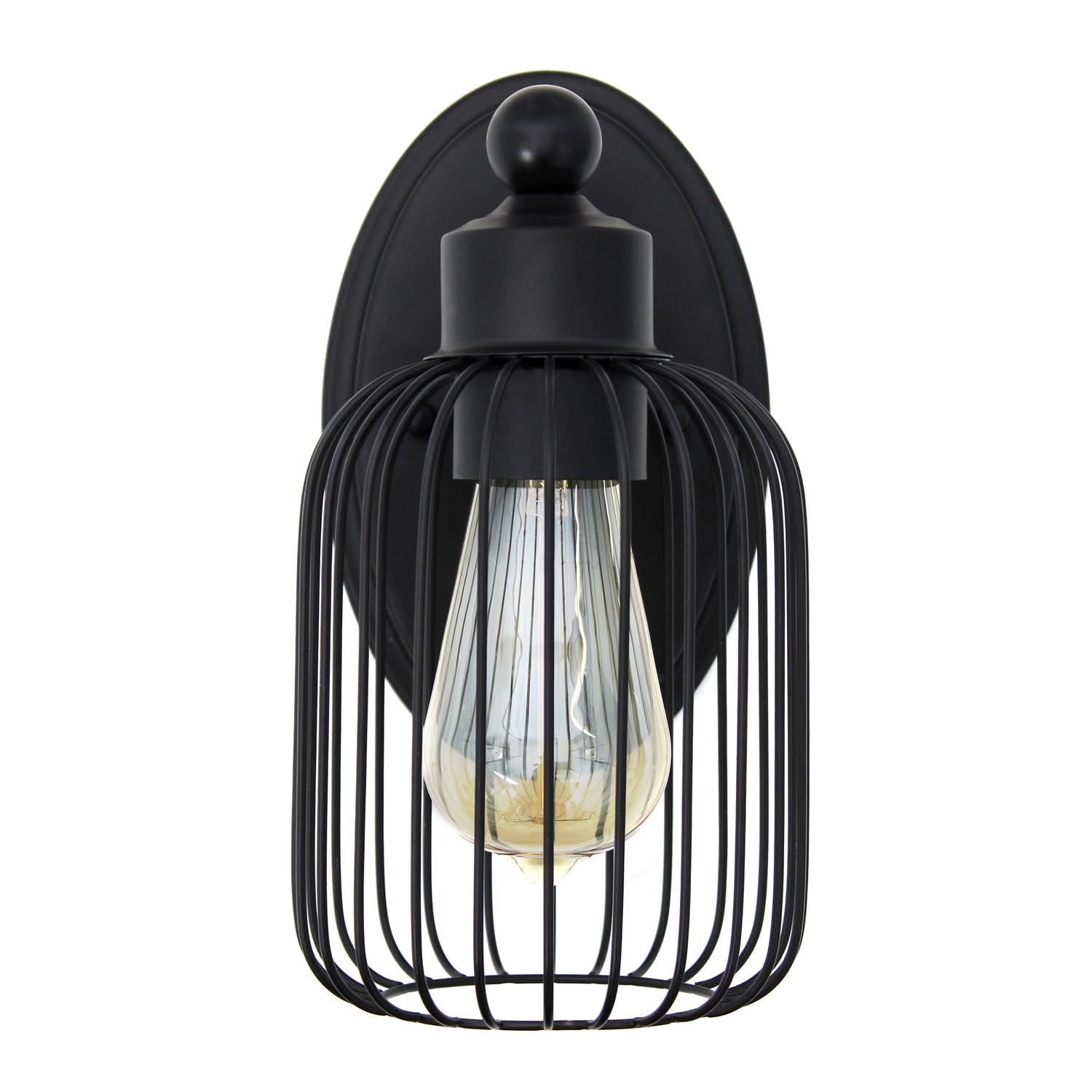 All The Rages Ironhouse 1-Light Metal & Glass Wall Sconce Fixture In Black/Clear