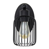 All The Rages Ironhouse 1-Light Metal & Glass Wall Sconce Fixture In Black/Clear