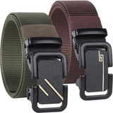 Military Grade Tactical Belt, Nylon Web Belt With QuickRelease Buckle, Army Green And Brown, Heavy Duty Canvas, Adjustable
