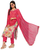 Gosriki Women'S Cotton Blend Printed Straight Kurta With Pant & Dupatta (Ruth Pink-Nw-Gs_M_Pink_Medium),Pink,,B0D4J721MC