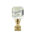 Aspen Creative 24026-41, Clear with Green Glass Lamp Copper, 2 Tall Finial, 1 Pack, Clear & Green Grain
