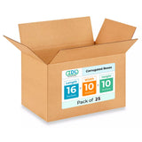 Medium Shipping & Moving Boxes 16L x 10W x 10H (25-Pack) - Extra Strength 200 lb vs Regular - Corrugated Durable Packing Boxes f