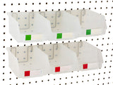 Right Arrange Pegboard Bins - 6 Pack Clear Large - Hooks to Any Peg Board - Organize Hardware, Accessories, Attachments, Workben