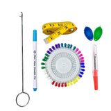 Prabhas Designs Tailoring Tool Kit (7Piece Combo)Loop Turner, Water Erasable Fabric Marking Pen, Seam Ripper,PearlHead Pins,