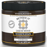 Retique It Wood'n Stain - Liquid Wood Gel Stain Interior/Exterior (16 oz (Pint)), 15 Charcoal