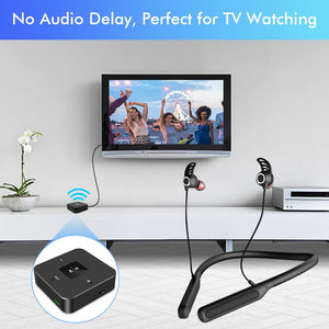 Golvery Bluetooth Headphones Transmitter for TV Watching, Neckband Wireless Stereo Earphones Earbuds Set w/Transmitter Adapter f