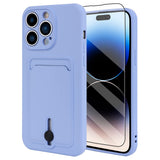 MZELQ TPU Wallet Compatible with iPhone 14 Pro Case, Card Holder Camera Protection Cover + Screen Protector, Push-able Slot for 