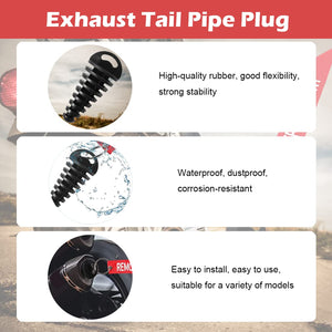 Almocn Muffler Exhaust Wash Plug 0.6-1.5 Wash Plug With Streamer For Motorcycle Bike 2 Stroke Rubber Exhaust Silencer, Black