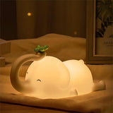 S NMT Cute Elephant Silicone Night Light LED Novelty Lamp 3 Level Dimmable Nursery Nightlight USB Rechargeable Timing Sleeping L