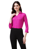 Wedani Women'S Casual 3/4 Sleeves Solid Shirt For Office Work (Small Pink),Pink,S