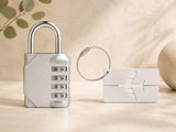 4Digit Combination Lock With Luggage Tag And Steel Cable | Resettable Code, Travel Security, Steel Shackle, Includes Luggage Ta