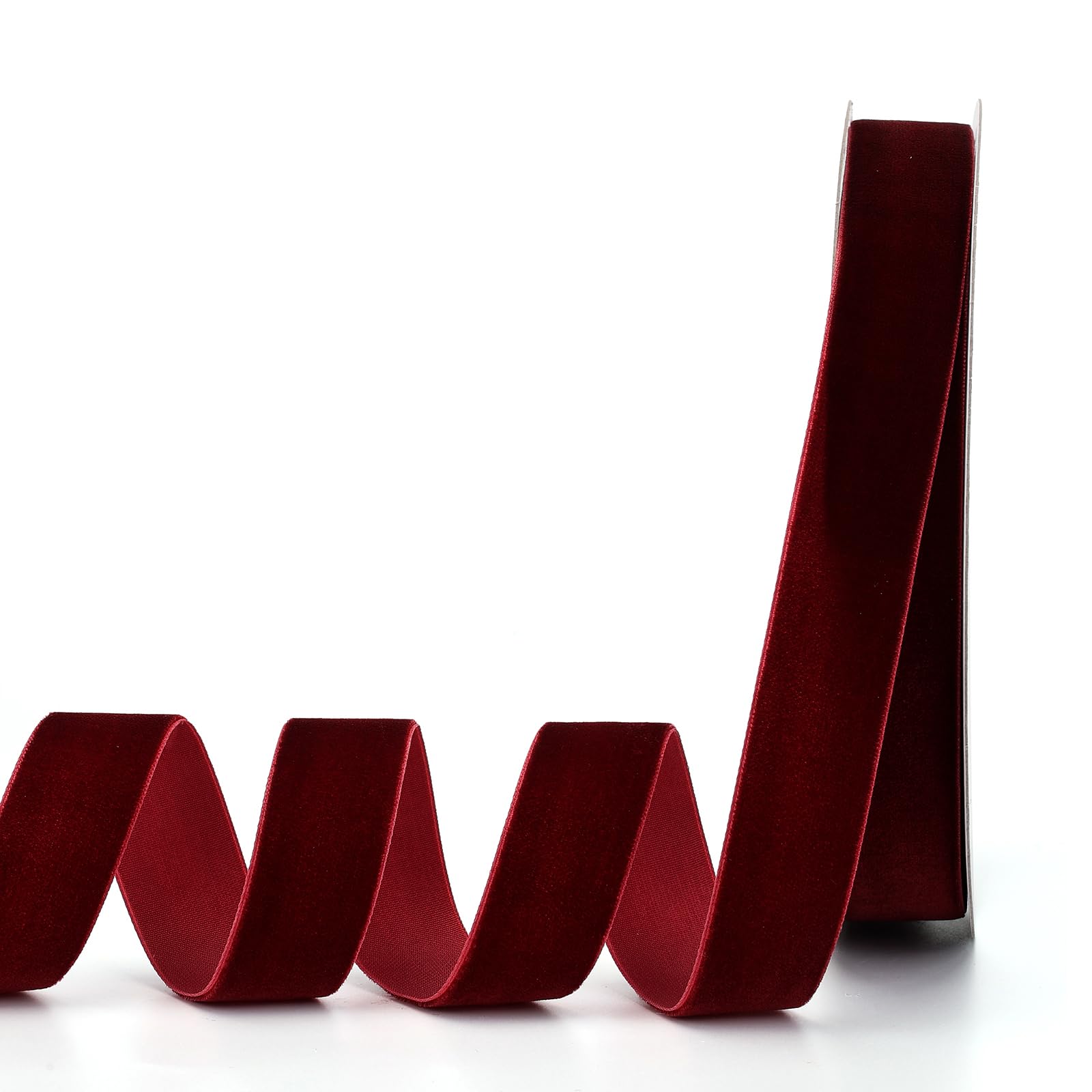 Lemon Park Burgundy Velvet Ribbon,1 W x 20Yd Single Face,Great for Gift Wrapping,Hair Bows,Handmade Craft and Christmas,Wedding 