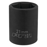 Performance Tool M831 1/2 Drive 6-Point Impact Socket, 21mm