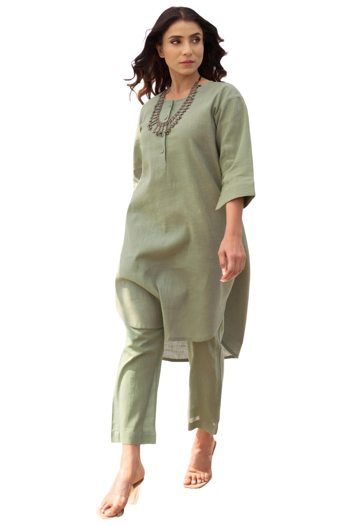 Gosriki Women'S Rayon Blend Straight Solid Kurta With Pant (Nanital Green-Gs_Xl_Green_X-Large),Green,,B0DNK9L7GV