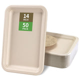 bloomoon 50 Pack 14 Inch Disposable Crawfish Trays, Large Paper Plates 14 inch Disposable Trays for Crawfish, Seafood, BBQ Food 