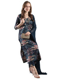 Anni Designer Women'S Rayon Blend Straight Printed Kurta With Pant & Dupatta (Sunawal Blue_L_Blue_Large),Blue,L