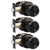 Probrico Black Door Locks Exterior, Keyed Alike Door Locks with Keys, Front Entry Door Knobs with Lock and Same Keys, 3 Pack