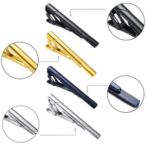 Roctee 4 Pack Tie Clip for Men, Regular Tie Pin Set Tie Bar Necktie Bar Pinch Clips for Business Wedding and Daily Life, Include