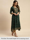 Rangita Green Rayon Calf Length Printed Anarkali Kurti For Women | Kurta For Women_L