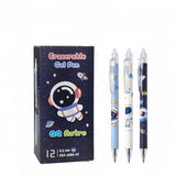 TATSAM 12Pcs Retractable Erasable 0.5 mm Fine Point Smooth Writing Gel Pens | Quick Drying Blue Ink for Office, School (Blue)