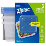 Ziploc Container, Medium Square,3 Count (Pack of 1)