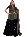 Wedani Georgette Embroidered Kurta Set For Women Black,Black,S,,,