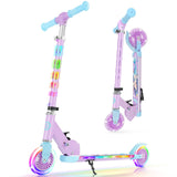 BELEEV Scooters for Kids with Light-Up Wheels & Stem & Deck, 2 Wheel Folding Scooter for Girls Boys, 4 Adjustable Height, Lightw
