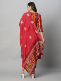Gosriki Women'S Chanderi Cotton Straight Printed Kurta With Pant & Dupatta (Juraho Maroon-Gs_Xl_Maroon_X-Large),Maroon,,B0CGD889NM