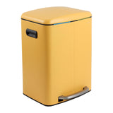 happimess HPM1005L Marco Rectangular 10.6-Gallon Double Bucket Trash Can with Soft-Close Lid, Daffodil Yellow for Home, Kitchen,