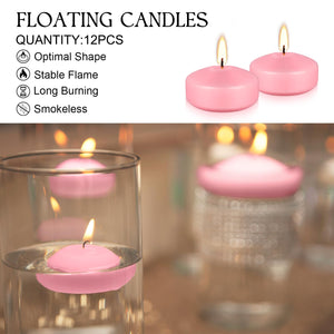 12-Pack 2-Inch Pink Floating Candles - Romantic Decor for Valentine's Day