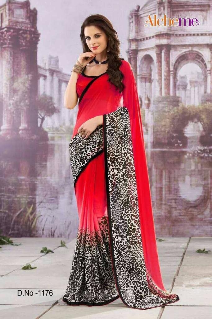 Gosriki Women'S Multicolor Georgette Printed Saree With Blouse Piece (Pack Of 2) (Cheme-Combo-036_Free Size),Multicolour,,B0BB2PPSBT