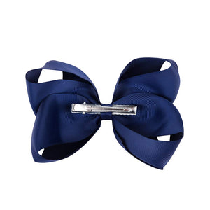 DEEKA 12 PCS 6 Big Hand-made Grosgrain Ribbon Hair Bow Alligator Clips Hair Accessories for Little Teen Toddler Girls - Navy B