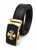 Zacharias MenS Texas Pu Leather Formal Autolock Buckle Belt As66 (Black_Free Size) (Pack Of 1)