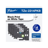 Brother Genuine PTouch TZe231 4Pack Tape (TZE2314PKB) (0.47 or 12mm) x 26.2 ft. (8m) Laminated Black on White, (for us