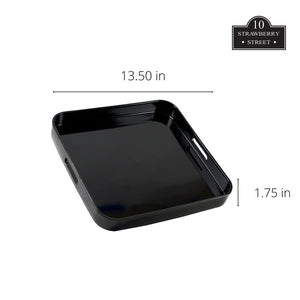 10 Strawberry Street 13.5 Lacquer Round Serving Tray with handles, Black
